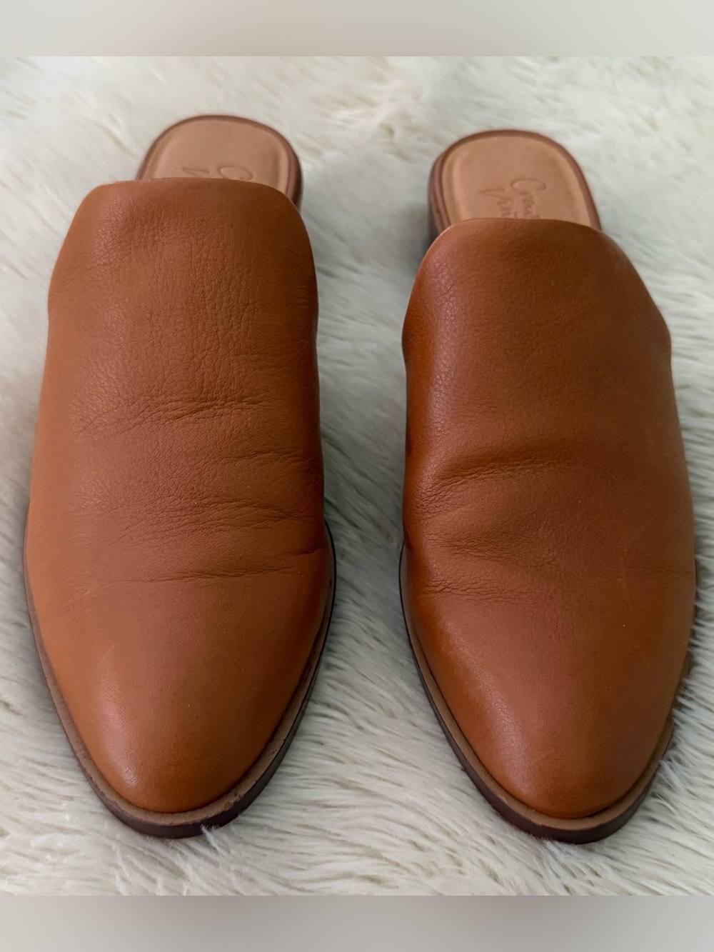 Crown Vintage Brown Leather Slip-On mules for Women